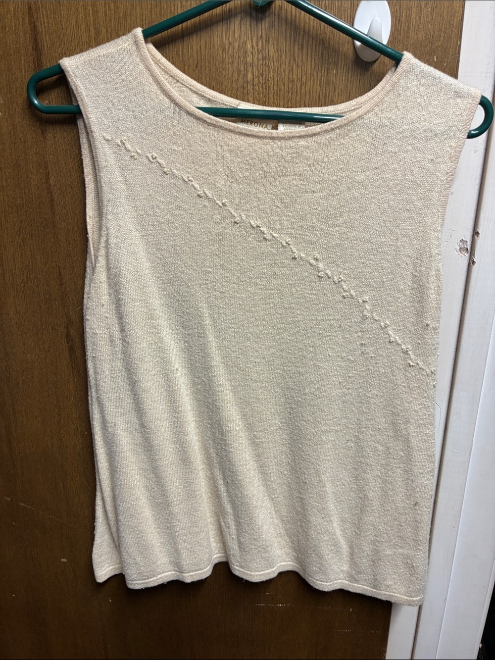 Women's Cream Sleeveless Textured Tank Top